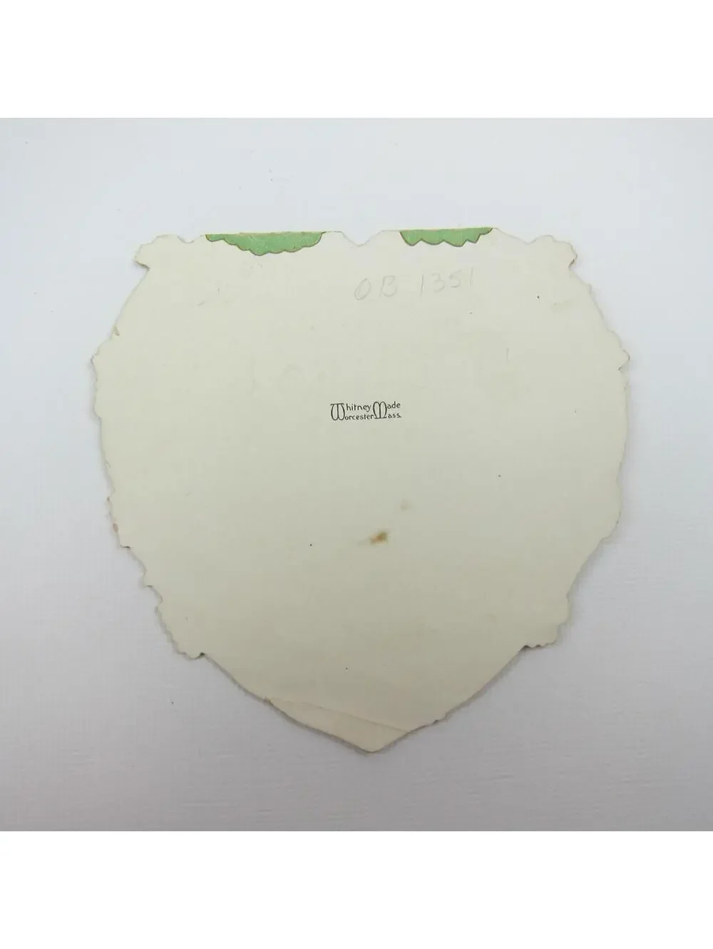 Valentine Card Girl Red Bonnet Dresser Mirror Green Gold Die cut Bifold Antique